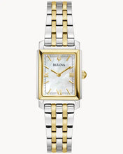 Load image into Gallery viewer, Ladies Stainless Steel Two Tone Sutton Bulova Rectangular Watch
