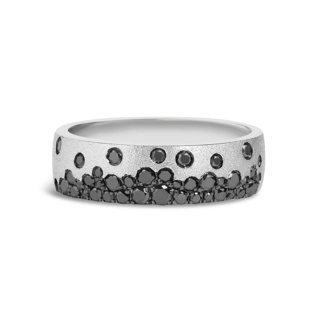 14k White Gold Black Diamond Confetti Ring