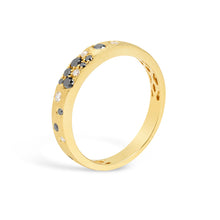 Load image into Gallery viewer, 14k Yellow Gold White and Black Diamond Confetti Ring
