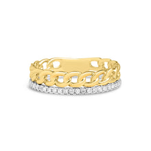 Load image into Gallery viewer, 14k Yellow and White Gold Diamond Link Ring
