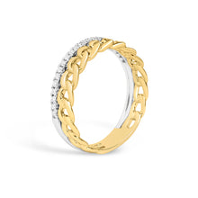Load image into Gallery viewer, 14k Yellow and White Gold Diamond Link Ring
