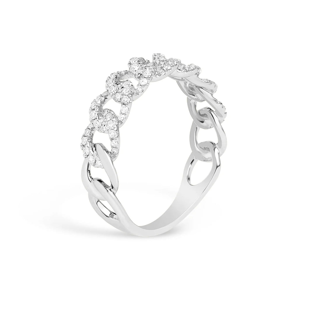 14k White Gold Diamond Pave Link Ring