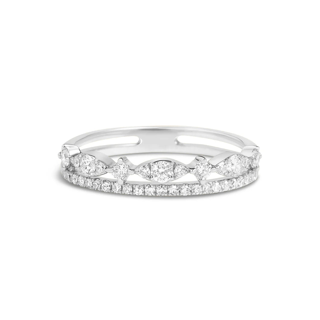 14k White Gold Diamond Crown Ring