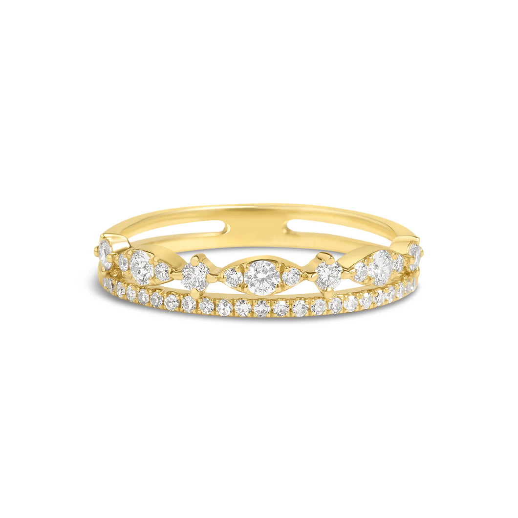 14k Yellow Gold Diamond Crown Ring