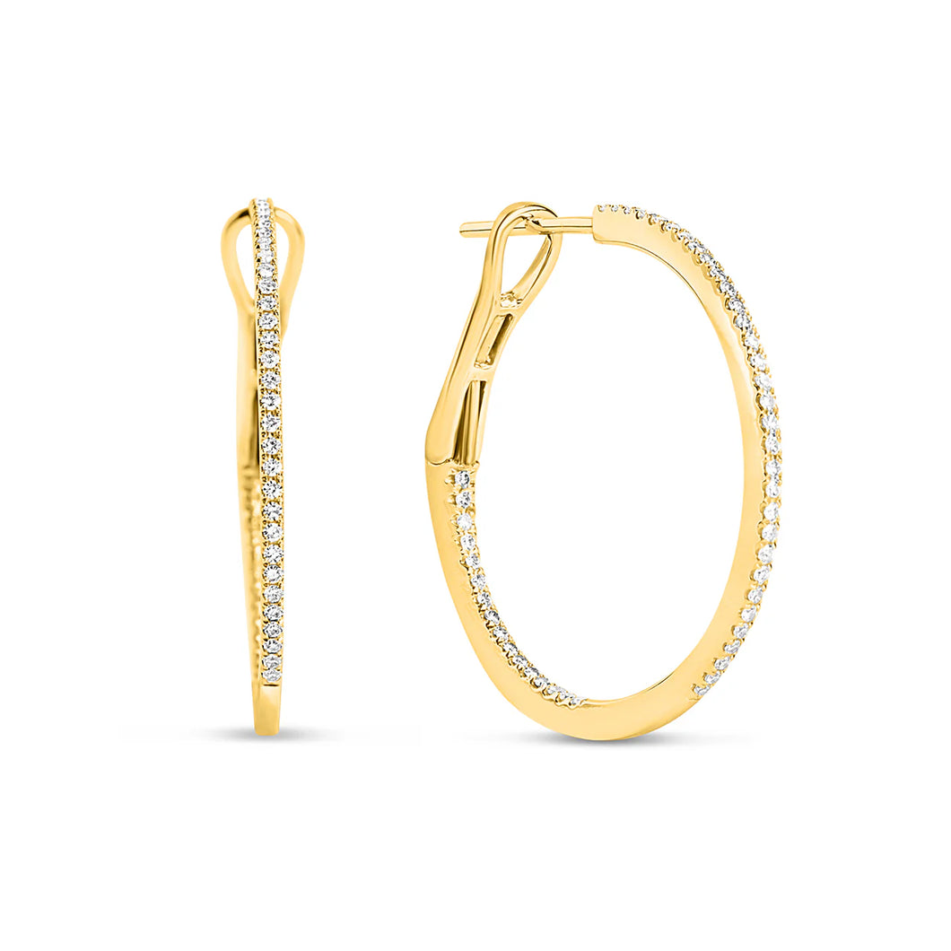14k Yellow Gold Diamond Hoop Earrings