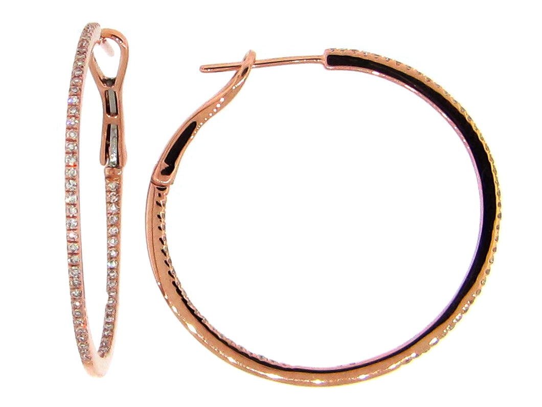 14k Rose Gold Diamond Hoop Earrings