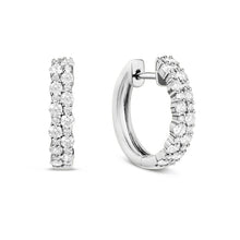 Load image into Gallery viewer, 14k White Gold Diamond Double Row Hoop Earrings

