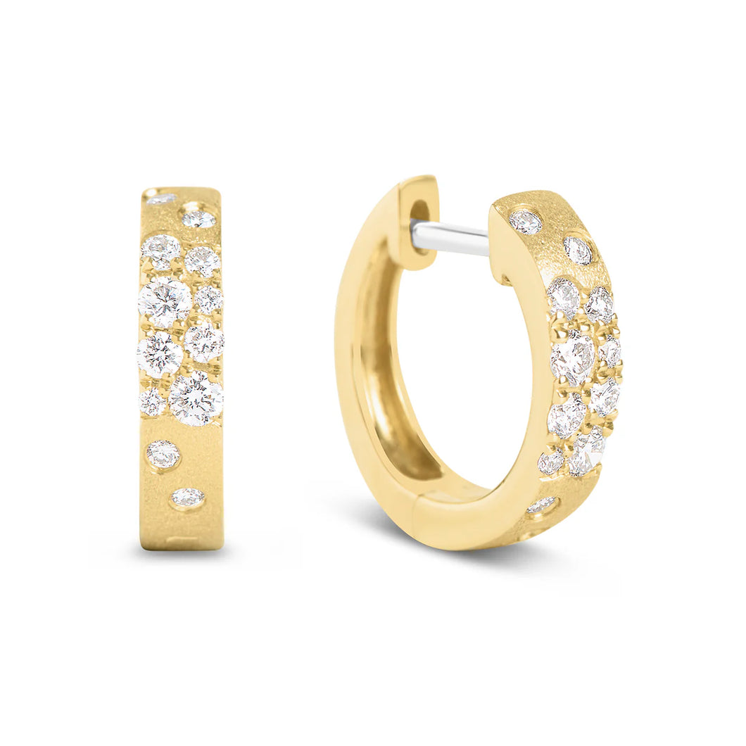 14k Yellow Gold Diamond Confetti Hoop Earrings
