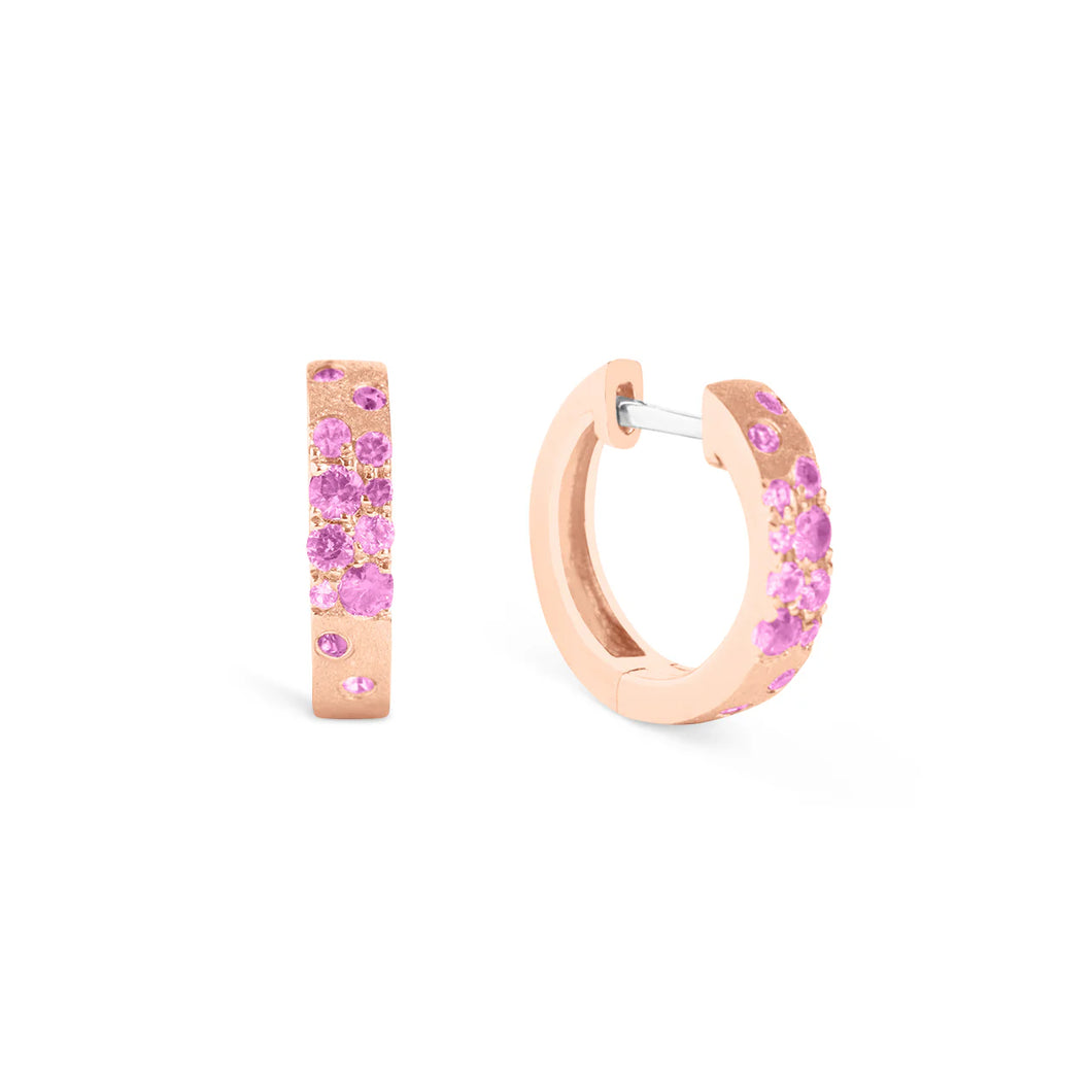 14k Rose Gold Ruby and Pink Sapphire Confetti Earrings