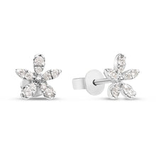 Load image into Gallery viewer, 14k White Gold Diamond Florette Stud Earrings
