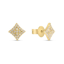 Load image into Gallery viewer, 14k Yellow Gold Square Diamond Cluster Stud Earrings
