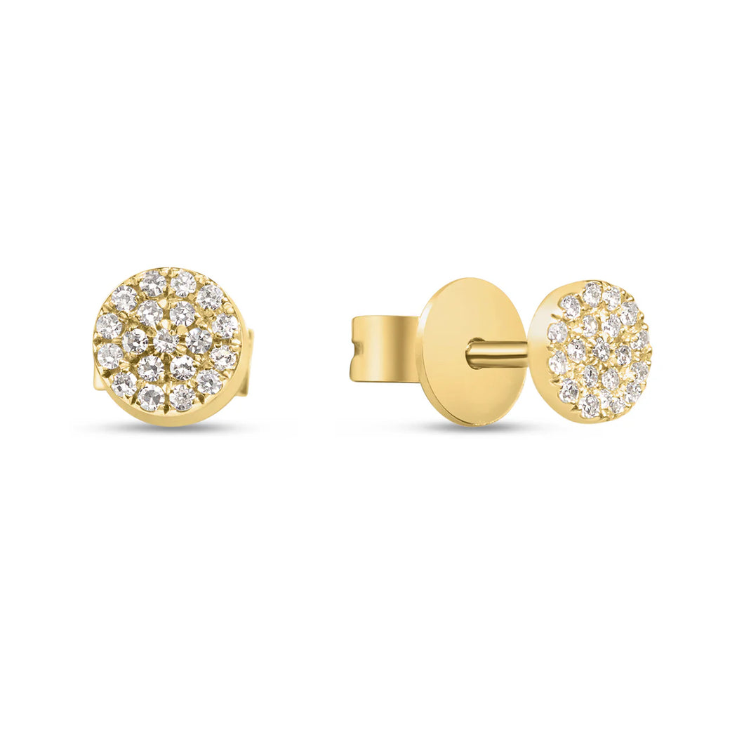 14k Yellow Gold Round Diamond Stud Earrings
