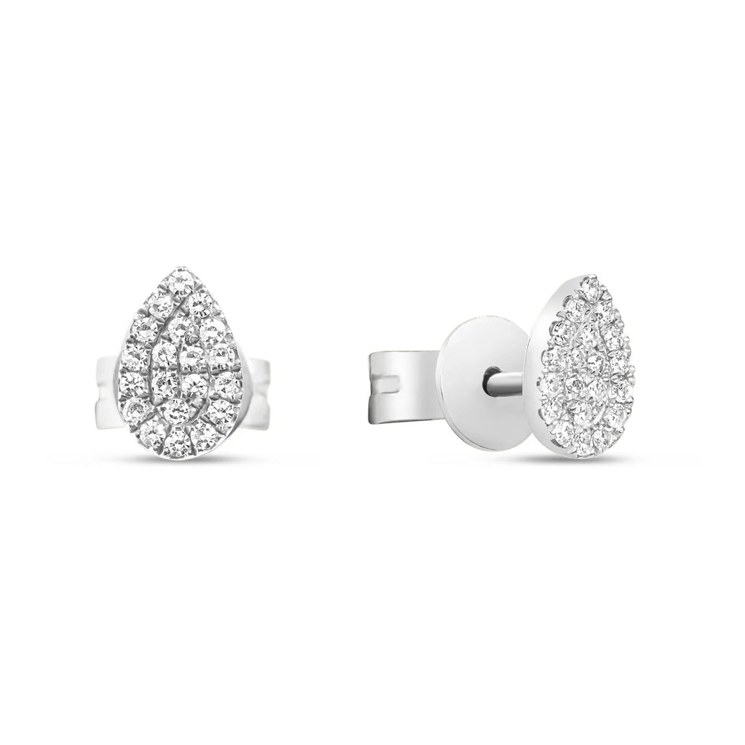 14k White Gold Diamond Pear Shaped Stud Earrings