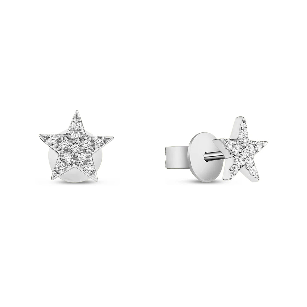 14k Yellow Gold Diamond Star Stud Earrings