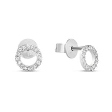 Load image into Gallery viewer, 14k White Gold Diamond Open Circle Stud Earrings
