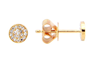 Pair of Ladies Dilamani 14k Yellow Gold Diamond Disc Stud Earrings