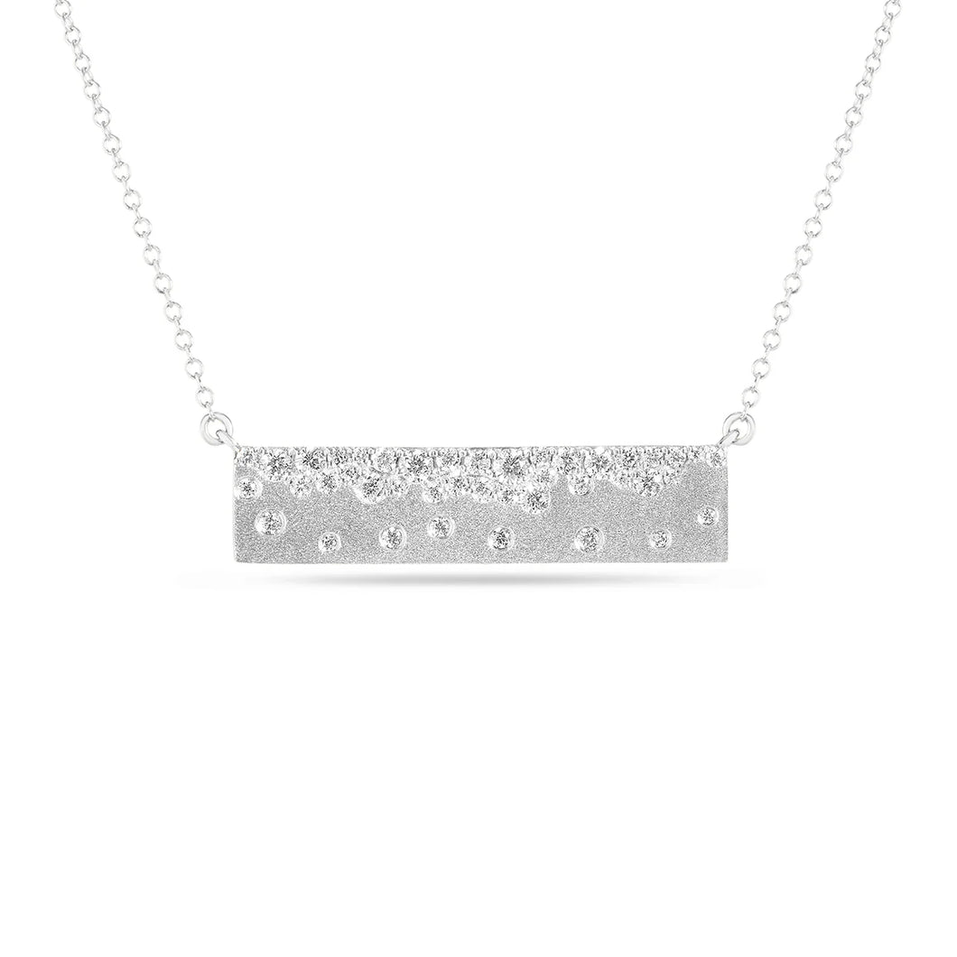 14k White Gold Diamond Confetti Bar Necklace