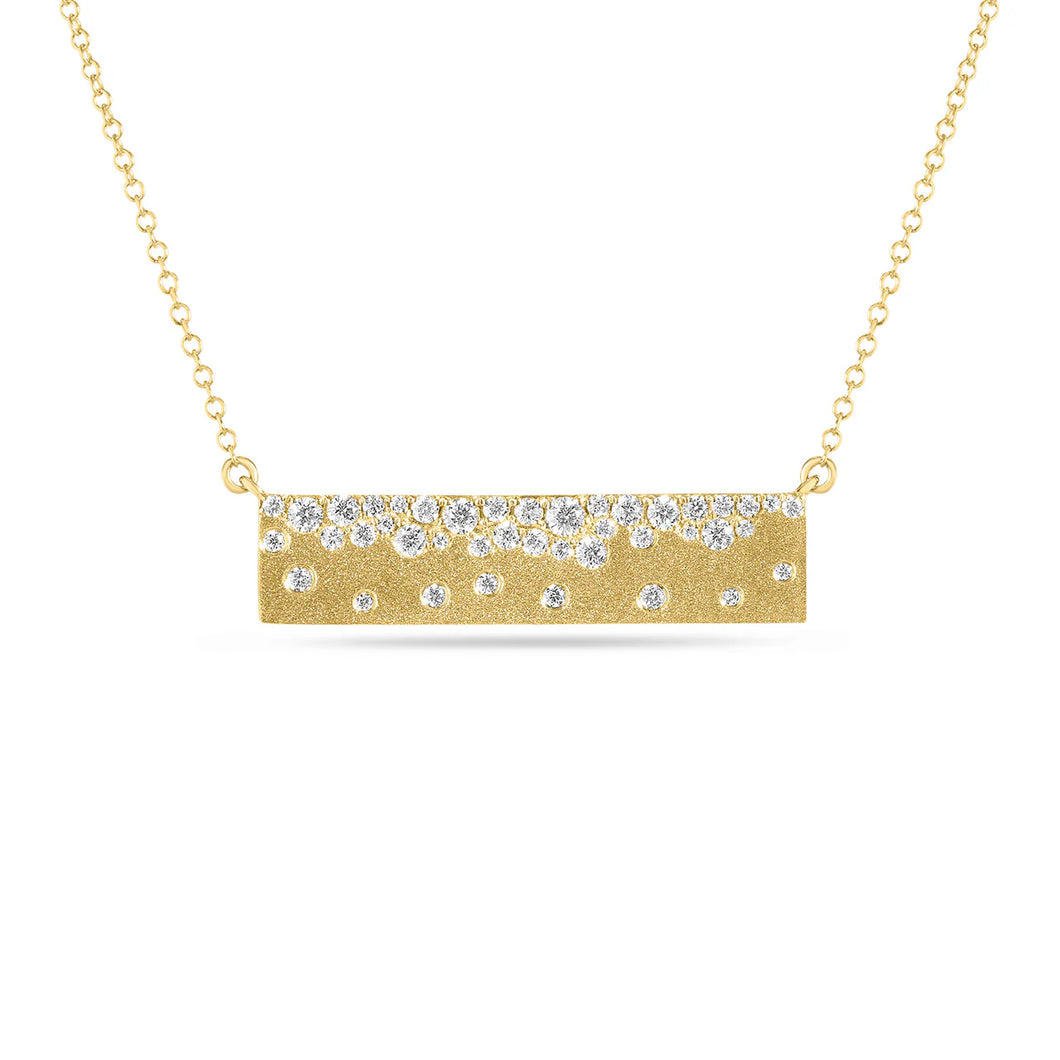 14k Yellow Gold Diamond Confetti Bar Necklace