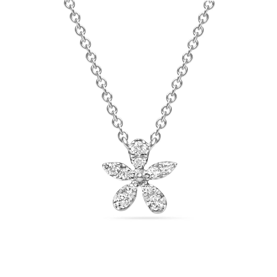 14k White Gold Diamond Florette Necklace