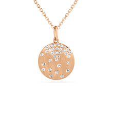Load image into Gallery viewer, 14k Rose Gold Diamond Flush Set Disc Necklace
