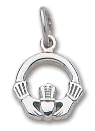 14k White Gold Claddaugh Charm