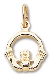 14k Yellow Gold Claddaugh Charm