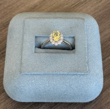 Load image into Gallery viewer, 14k White Gold Yellow Tourmaline Diamond Halo Ring
