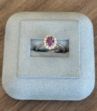 Load image into Gallery viewer, 14k White Gold Oval Amethyst and Diamond Ring

