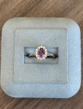 Load image into Gallery viewer, 14k White Gold Oval Amethyst and Diamond Ring
