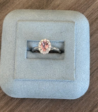 Load image into Gallery viewer, 14k White Gold Oval Pink Tourmaline and Diamond Ring
