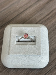 14k White Gold Light Pink Tourmaline Diamond Ring
