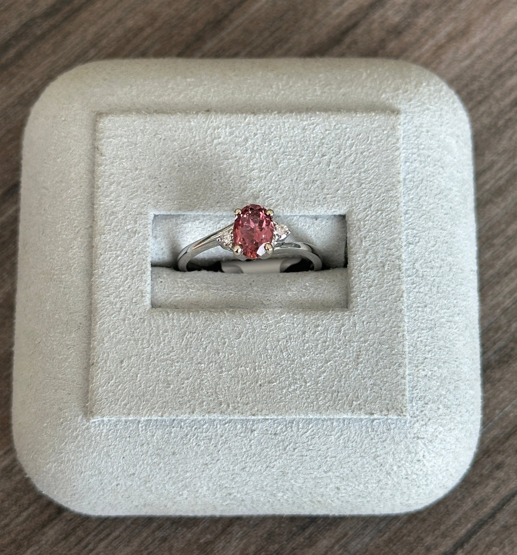 14k White Gold Light Pink Tourmaline Diamond Ring