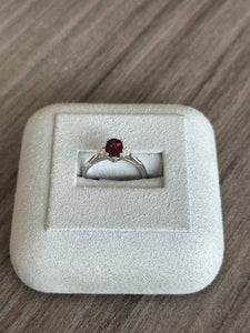 14k White Gold Rhodalite Garnet and Diamond Ring