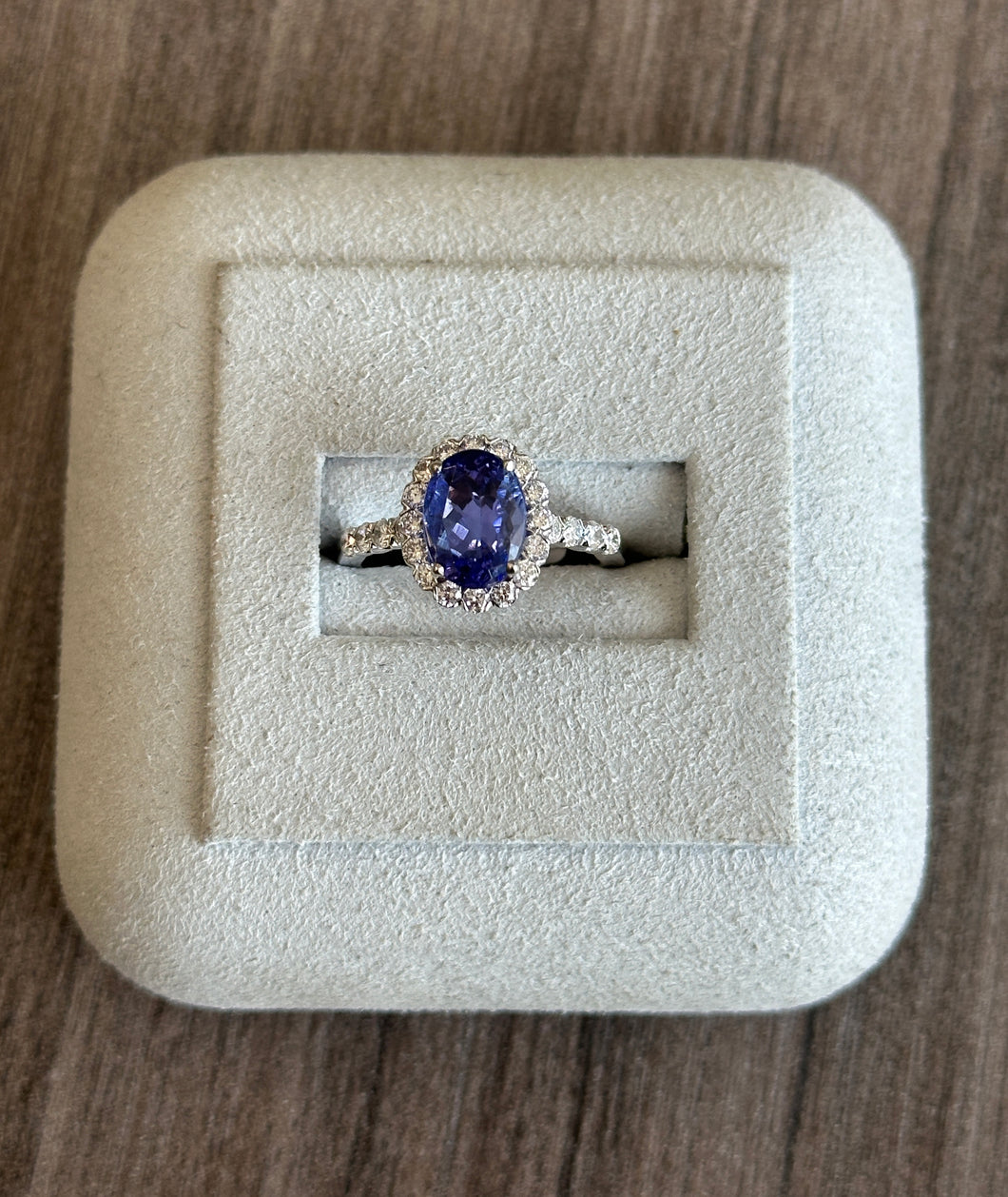 14k White Gold Tanzanite and Diamond Ring
