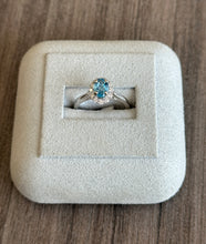 Load image into Gallery viewer, 14k White Gold Oval Blue Topaz and Diamond Ring
