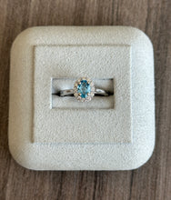 Load image into Gallery viewer, 14k White Gold Oval Blue Topaz and Diamond Ring

