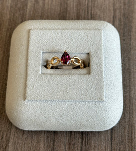 14k Yellow Gold Pear Shaped Rhodolite Garnet