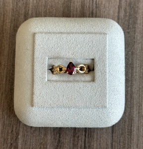 14k Yellow Gold Pear Shaped Rhodolite Garnet
