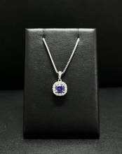 Load image into Gallery viewer, 14k White Gold Tanzanite and Diamond Halo Necklace
