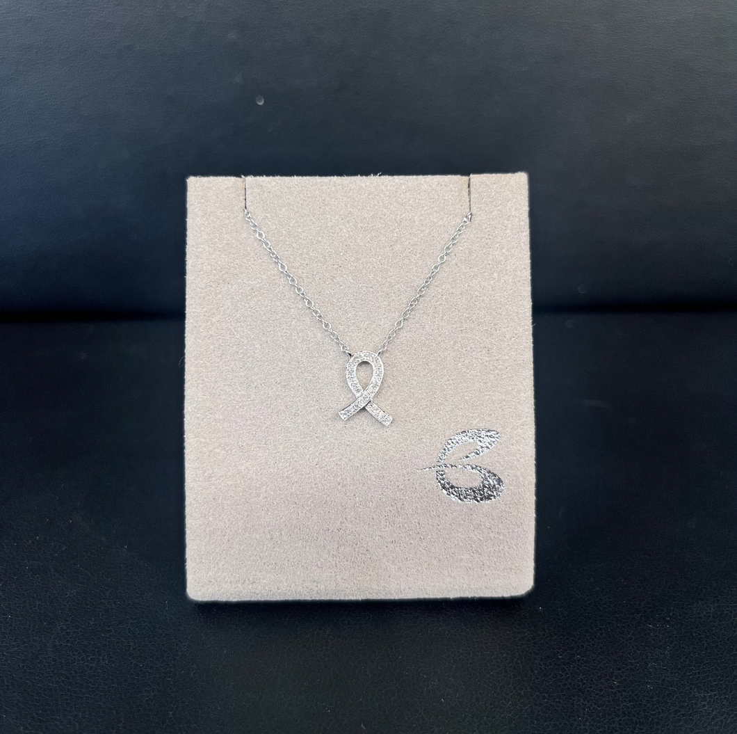 14k White Gold Diamond Ribbon Necklace