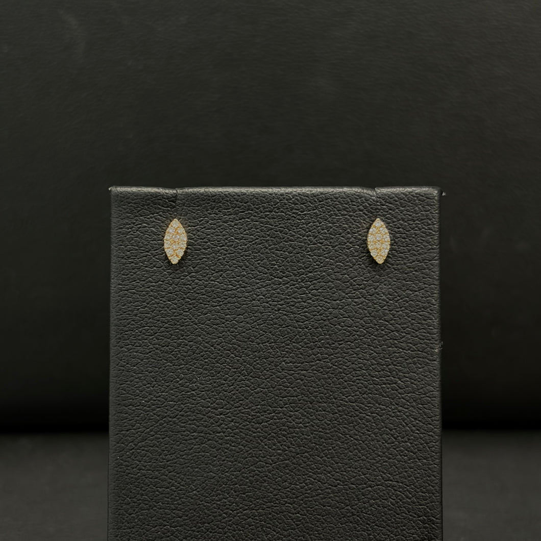 14k Yellow Gold Diamond Marquise Shaped Earrings
