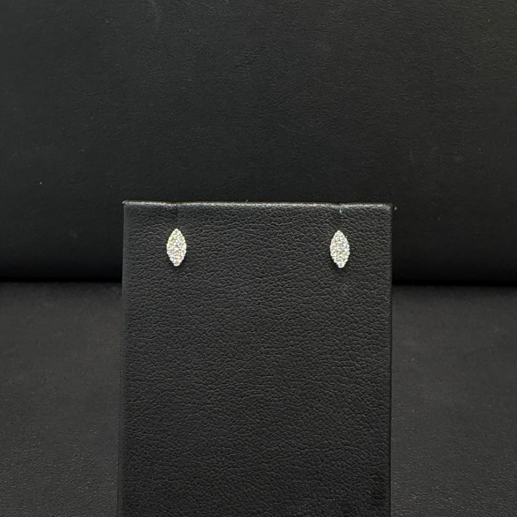 14k White Gold Diamond Marquise Stud Earrings