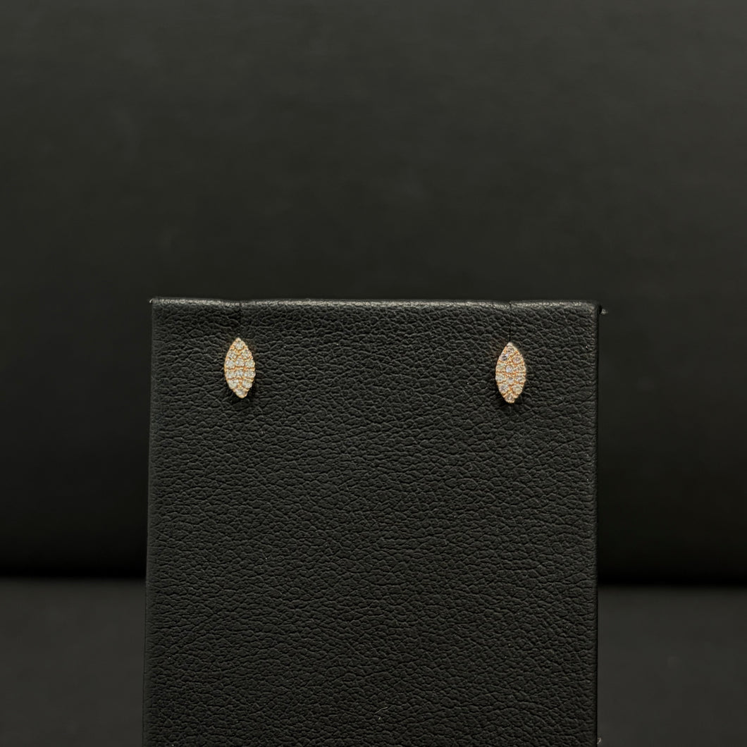 14k Rose Gold Diamond Marquise Stud Earrings