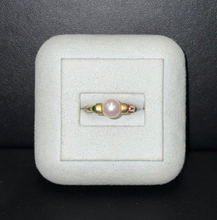 Load image into Gallery viewer, 14k Yellow Gold Pearl and Rhodalite and Tsavorite Garnet Ring
