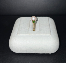 Load image into Gallery viewer, 14k Yellow Gold Pearl and Rhodalite and Tsavorite Garnet Ring
