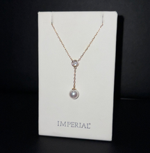 Load image into Gallery viewer, 14k Yellow Gold Akoya Cultured Pearl and Diamond Dangle Necklace
