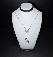 Load image into Gallery viewer, 14k Yellow Gold Akoya Pearl and Diamond Dangle Necklace
