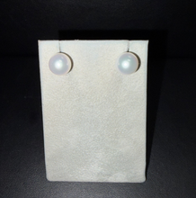 Load image into Gallery viewer, 14k White Gold 9mm Cultured Freshwater Pearl Earrings
