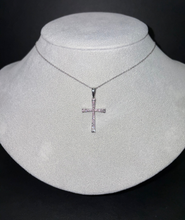 Load image into Gallery viewer, 14k White Gold Diamond Cross Necklace
