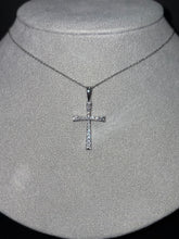 Load image into Gallery viewer, 14k White Gold Diamond Cross Necklace
